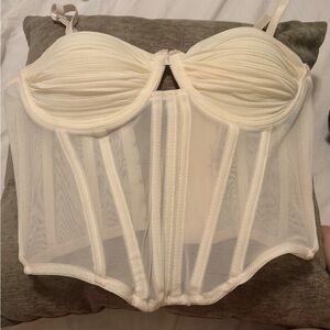 Forever 21 Cream Mesh Corset Bra